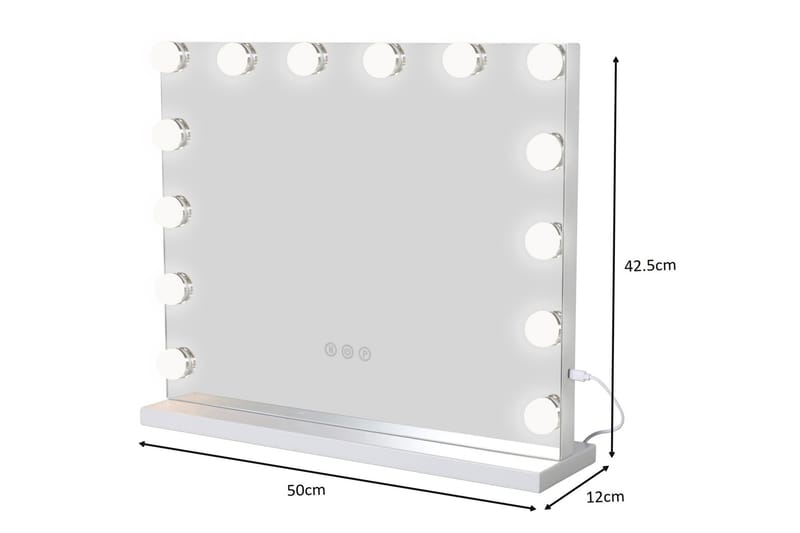 Glow Sminkespeil 50 cm med LED Belysning - Hvit - Innredning - Speil - Sminkespeil