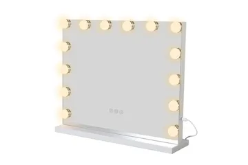 Glow sminkespeil på fot 50 cm med LED-belysning/lamper, Hollywood-speil - Hvit - Innredning - Speil - Speil med belysning