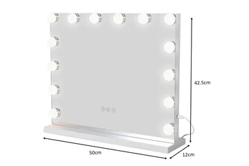 Glow sminkespeil på fot 50 cm med LED-belysning/lamper, Hollywood-speil - Hvit - Innredning - Speil - Speil med belysning