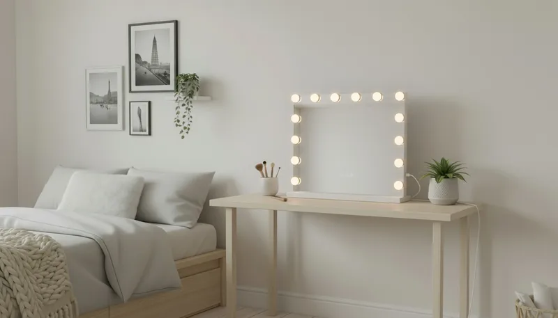 Glow Sminkespeil på fot 50 cm med LED belysning/lamper Hollywood speil - Hvid - Innredning - Speil - Speil med belysning