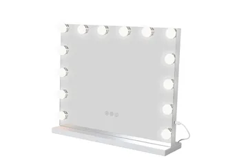 Glow sminkespeil på fot 50 cm med LED-belysning/lamper, Hollywood-speil - Hvit - Innredning - Speil - Speil med belysning