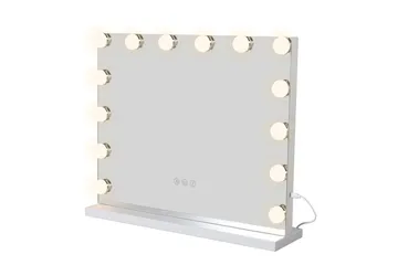 Glow sminkespeil på fot 50 cm med LED-belysning/lamper, Hollywood-speil - Hvit - Innredning - Speil - Speil med belysning
