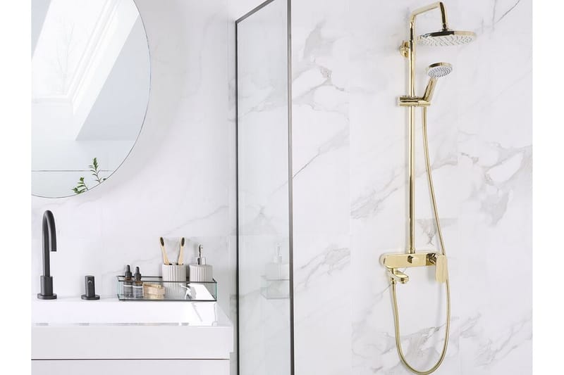 Gurara Dusjsett med dusjhode - Gull - Hus & oppussing - Kjøkken & bad - Baderom - Dusjutstyr & tilbehør