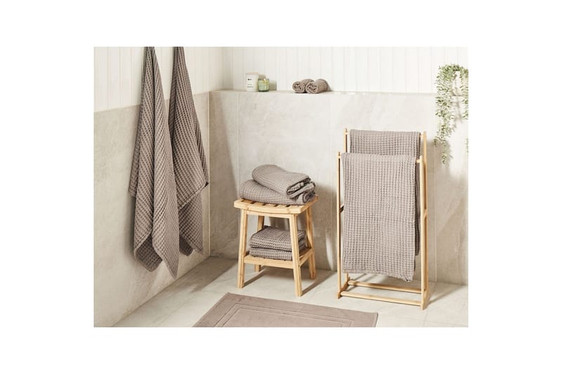 Håndkle Areora sett med 11 Taupe - Taupe - Hus & oppussing - Kjøkken & bad - Baderom - Baderomstilbehør