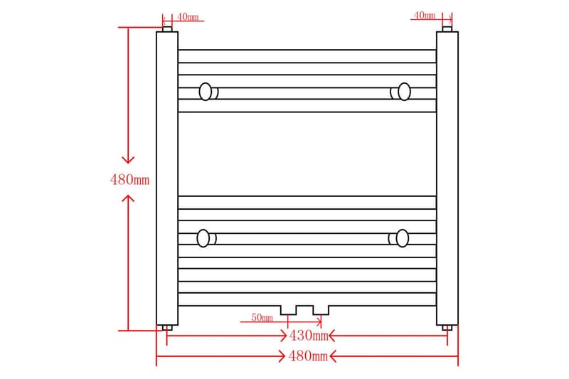 Radiator håndklestativ 480 x 480 mm svart - Hus & oppussing - Kjøkken & bad - Baderom - Håndkletørker