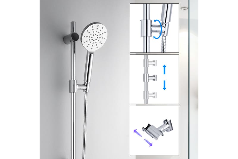 Sannahed Dusjsett 70 cm - Krom - Hus & oppussing - Kjøkken & bad - Baderom - Dusjutstyr & tilbehør