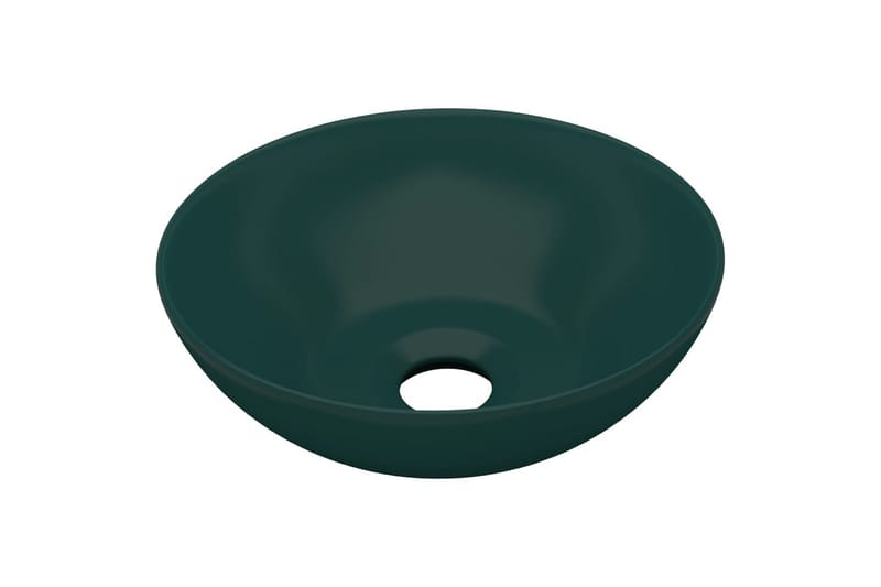 Baderomsservant keramisk mørkegrønn rund - Enkel vask
