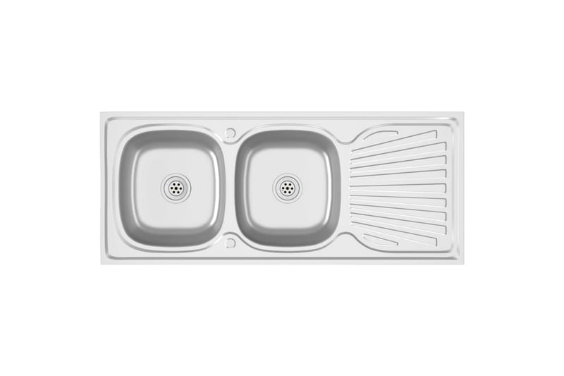 Dobbel kjøkkenvask sølv 1200x500x155 mm rustfritt stål - Silver - Hus & oppussing - Kjøkken & bad - Baderom - Servant og håndvask - Dobbelvask