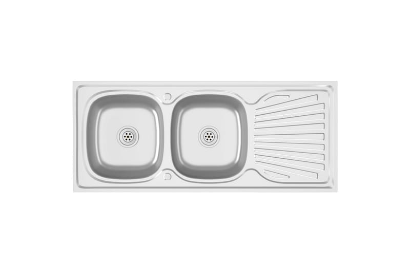 Dobbel kjøkkenvask sølv 1200x500x155 mm rustfritt stål - Silver - Dobbelvask
