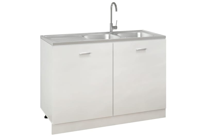 Dobbel kjøkkenvask sølv 1200x500x155 mm rustfritt stål - Silver - Hus & oppussing - Kjøkken & bad - Baderom - Servant og håndvask - Dobbelvask