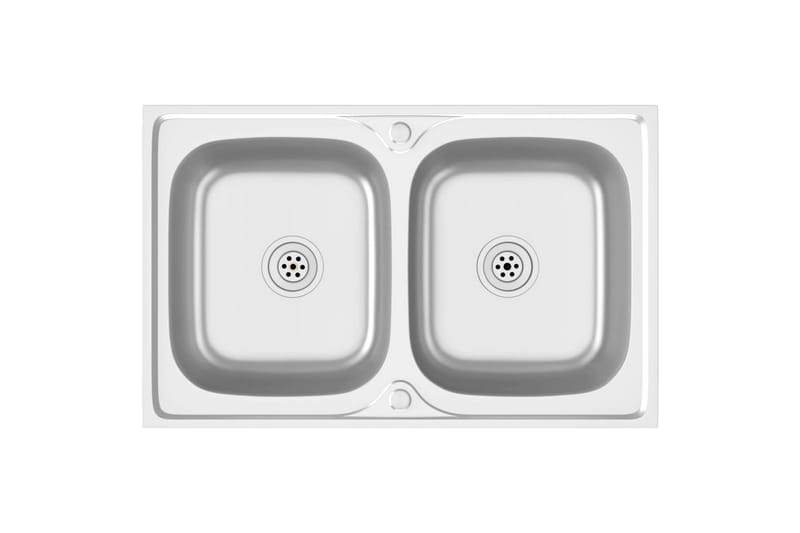 Dobbel kjøkkenvask sølv 800x500x155 mm rustfritt stål - Silver - Hus & oppussing - Kjøkken & bad - Baderom - Servant og håndvask - Dobbelvask