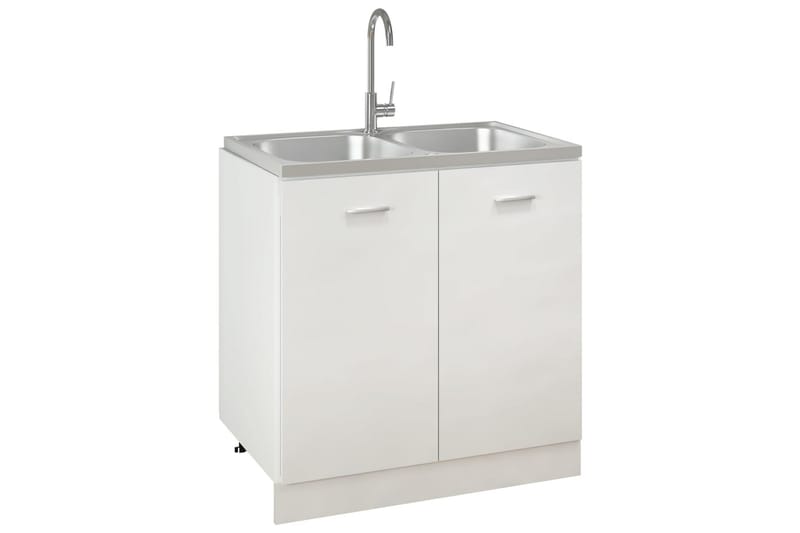 Dobbel kjøkkenvask sølv 800x500x155 mm rustfritt stål - Silver - Hus & oppussing - Kjøkken & bad - Baderom - Servant og håndvask - Dobbelvask