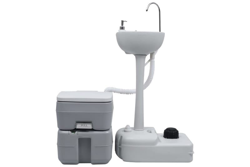Bærbart campingsett toalett & håndvask grå - Enkel vask