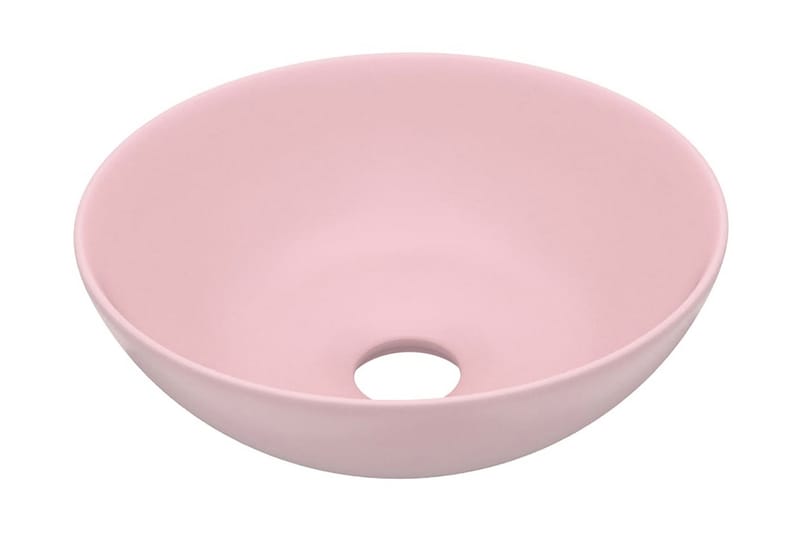 Baderomsservant keramisk matt rosa rund - Enkel vask