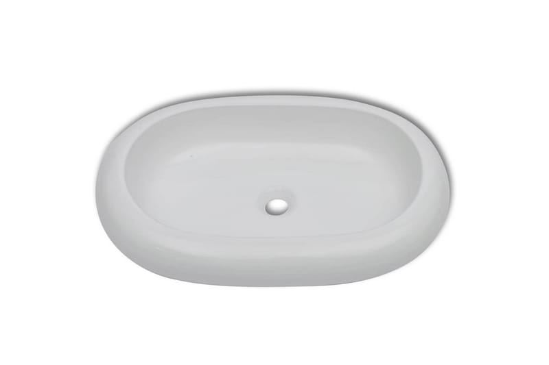 Baderomsvask med kran keramisk oval hvit - Hus & oppussing - Kjøkken & bad - Baderom - Servant og håndvask - Enkel vask