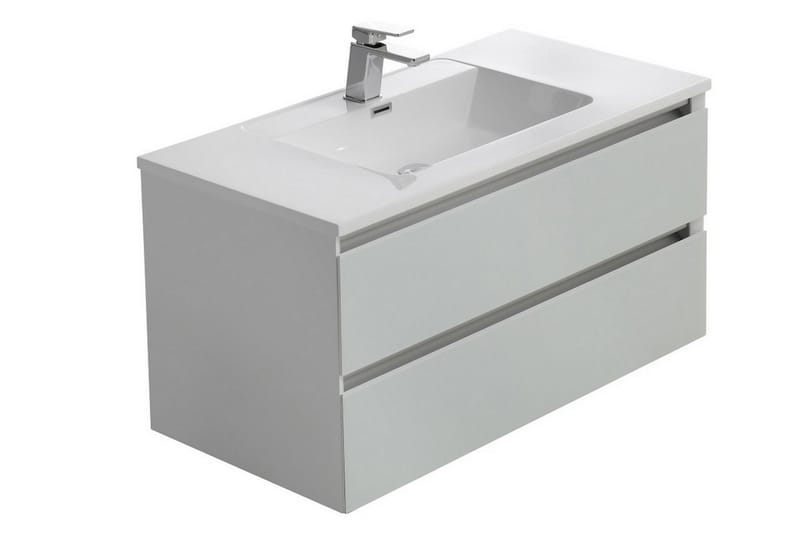 Cabinet with LED and Basin- Karin - 100cm - Hvit 100 cm - Hus & oppussing - Kjøkken & bad - Baderom - Servant og håndvask - Enkel vask