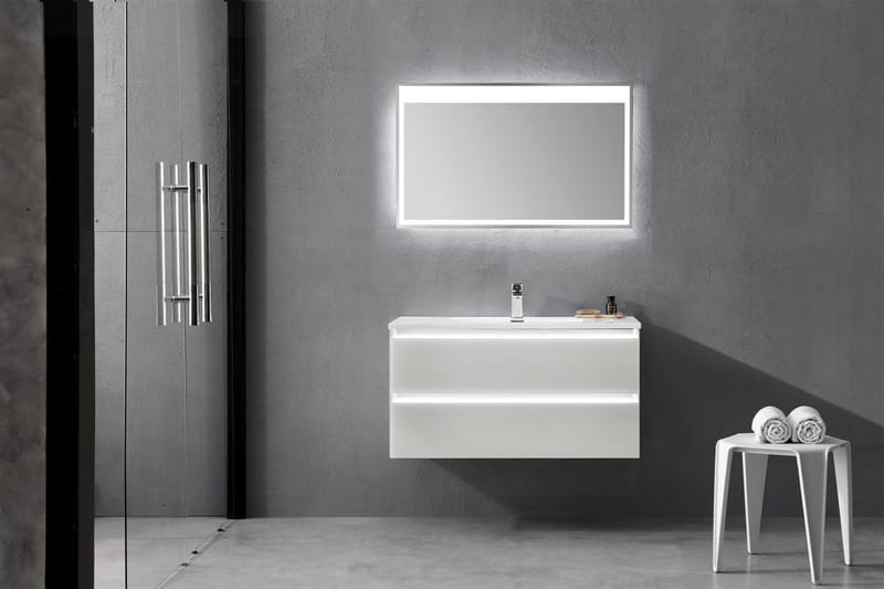 Cabinet with LED and Basin- Karin - 100cm - Enkel vask