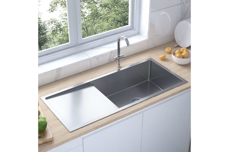 Håndlaget kjøkkenvask med sil rustfritt stål - Silver - Enkel vask