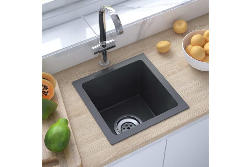 Håndlaget kjøkkenvask med sil svart rustfritt stål - Svart - Enkel vask