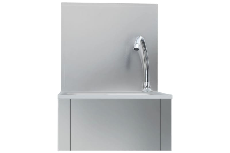 Håndvask med kran og såpedispenser rustfritt stål - Silver - Enkel vask