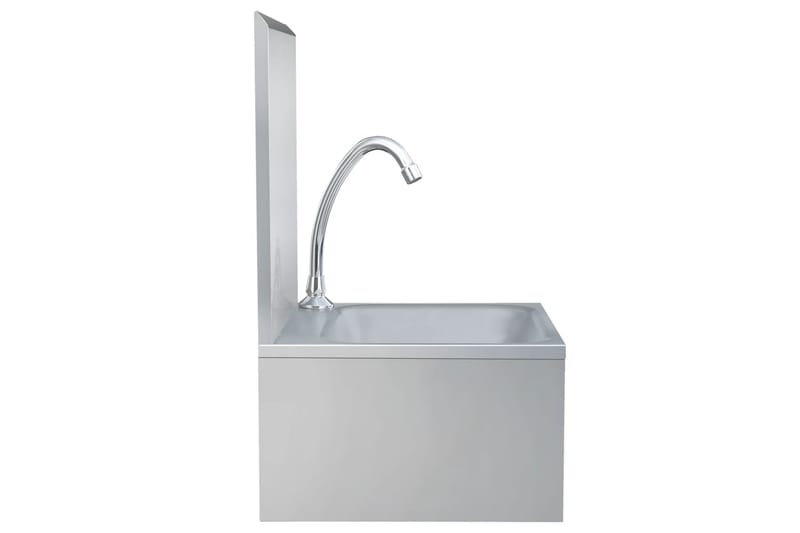 Håndvask med kran og såpedispenser rustfritt stål - Silver - Enkel vask
