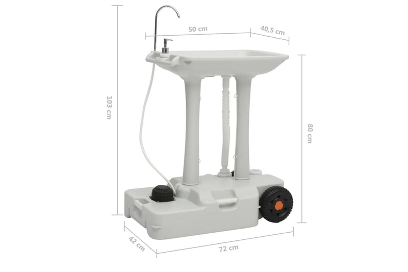 Håndvaskstativ for camping med dispenser 35 L - Grå - Enkel vask