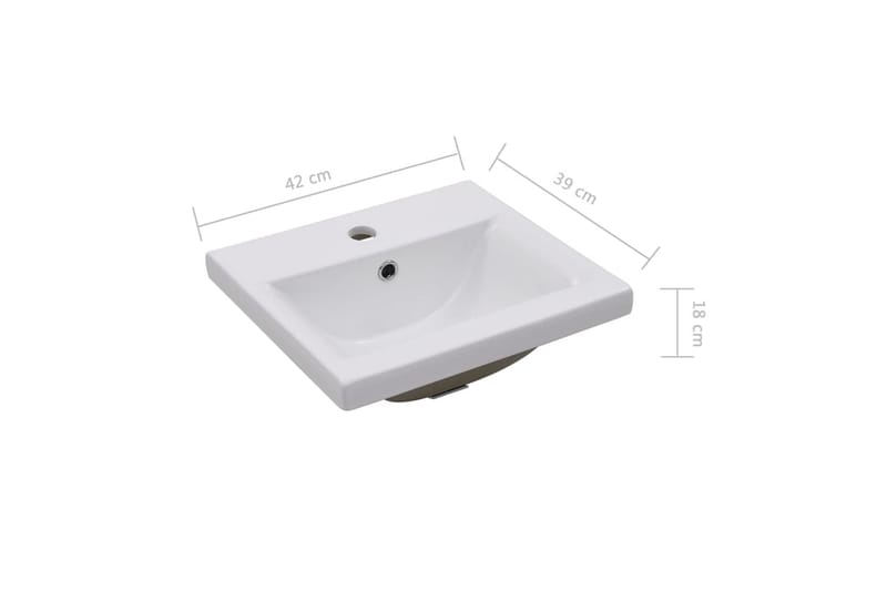 Innebygd vask 42x39x18 cm keramisk hvit - Hvit - Hus & oppussing - Kjøkken & bad - Baderom - Servant og håndvask - Enkel vask