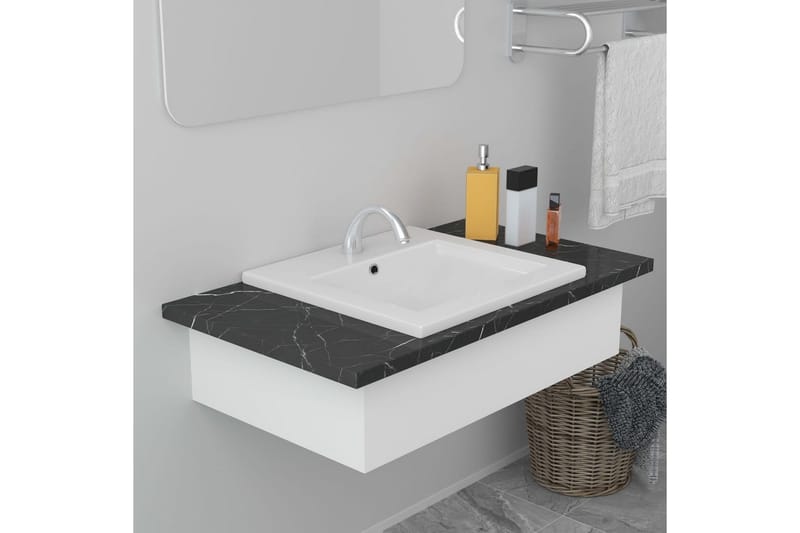 Innebygd vask 42x39x18 cm keramisk hvit - Hvit - Hus & oppussing - Kjøkken & bad - Baderom - Servant og håndvask - Enkel vask