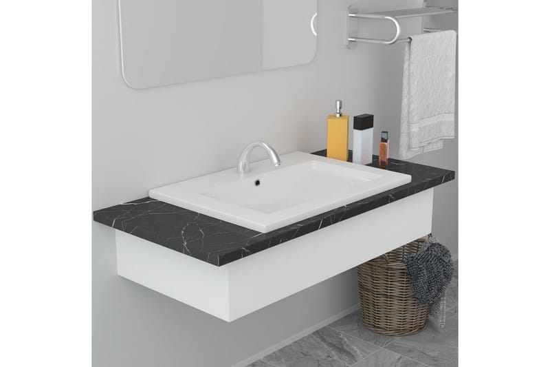 Innebygd vask 61x39,5x18,5 cm keramisk hvit - Hvit - Hus & oppussing - Kjøkken & bad - Baderom - Servant og håndvask - Enkel vask