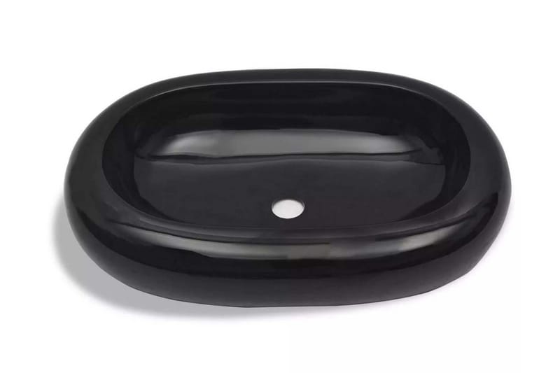Keramisk oval baderomsservant, svart - Enkel vask