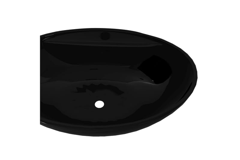 Keramisk oval baderomsservant servantbatterihull/overløpshul - Enkel vask