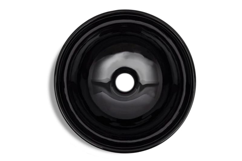 Keramisk rund baderomsservant, svart - Enkel vask