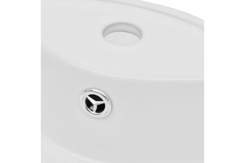 Keramisk rund baderomsservant servantbatterihull/overløpshul - Enkel vask