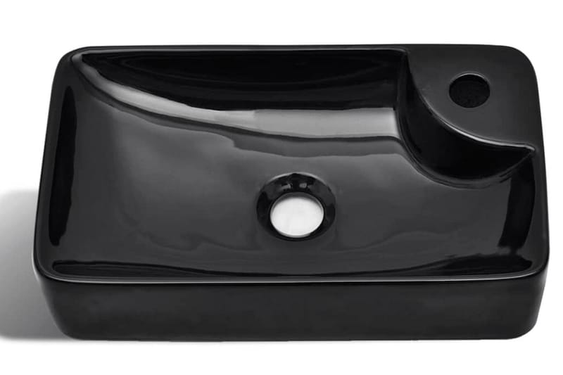 Keramiske baderomsservant med servantbatterihull, svart - Enkel vask
