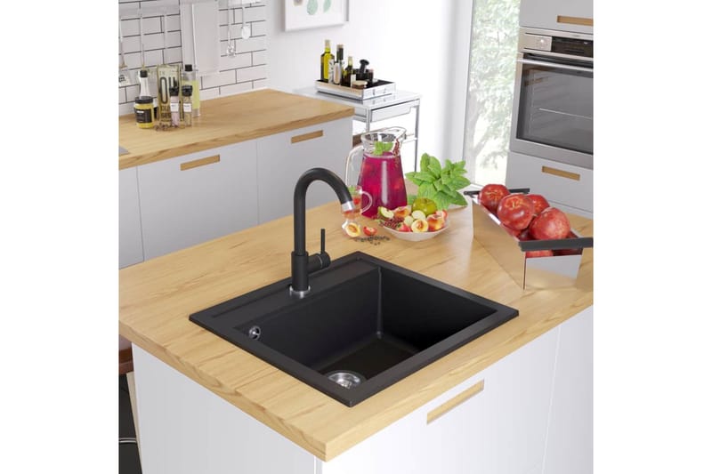 Kjøkkenvask i granitt enkel kum svart - Enkel vask