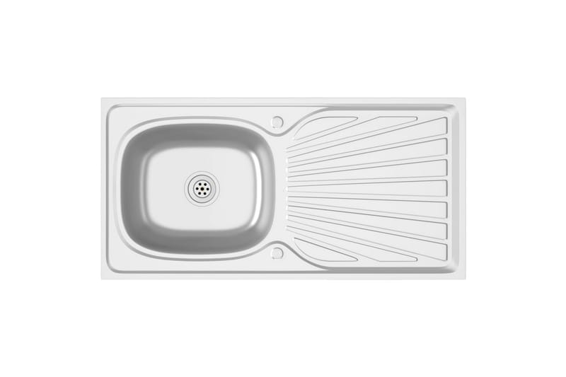 Kjøkkenvask med avrenning 1000x500x155 mm rustfritt stål - Silver - Hus & oppussing - Kjøkken & bad - Baderom - Servant og håndvask - Enkel vask