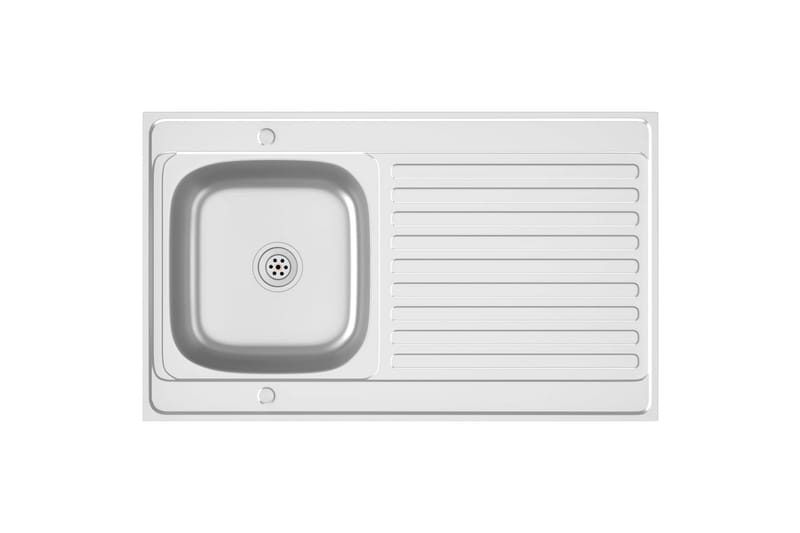 Kjøkkenvask med avrenning 1000x600x155 mm rustfritt stål - Silver - Hus & oppussing - Kjøkken & bad - Baderom - Servant og håndvask - Enkel vask