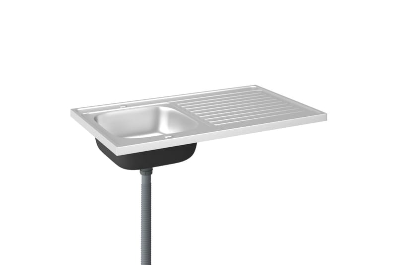 Kjøkkenvask med avrenning 1000x600x155 mm rustfritt stål - Silver - Hus & oppussing - Kjøkken & bad - Baderom - Servant og håndvask - Enkel vask