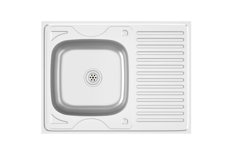 Kjøkkenvask med avrenning rustfritt stål 800x600x155 mm sølv - Silver - Hus & oppussing - Kjøkken & bad - Baderom - Servant og håndvask - Enkel vask