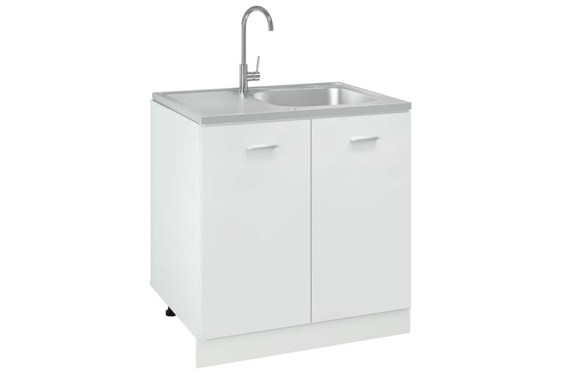 Kjøkkenvask med avrenning rustfritt stål 800x600x155 mm sølv - Silver - Hus & oppussing - Kjøkken & bad - Baderom - Servant og håndvask - Enkel vask