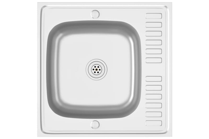 Kjøkkenvask med avrenning sølv 600x600x155 mm rustfritt stål - Silver - Hus & oppussing - Kjøkken & bad - Baderom - Servant og håndvask - Enkel vask
