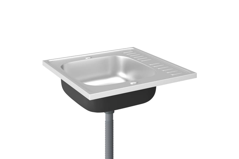 Kjøkkenvask med avrenning sølv 600x600x155 mm rustfritt stål - Silver - Hus & oppussing - Kjøkken & bad - Baderom - Servant og håndvask - Enkel vask