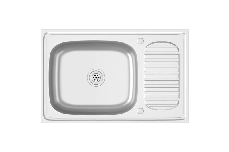 Kjøkkenvask med avrenning sølv 800x600x155 mm rustfritt stål - Silver - Hus & oppussing - Kjøkken & bad - Baderom - Servant og håndvask - Enkel vask