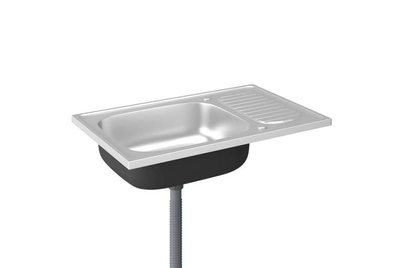 Kjøkkenvask med avrenning sølv 800x600x155 mm rustfritt stål - Silver - Enkel vask