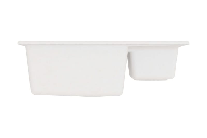 Kjøkkenvask med overløpshull dobbel kum hvit granitt - Hvit - Enkel vask