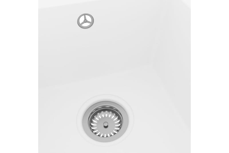 Kjøkkenvask med overløpshull hvit granitt - Hvit - Enkel vask