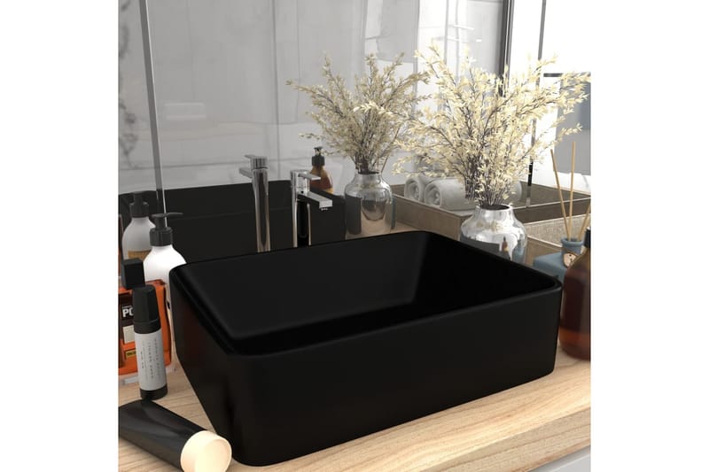 Luksuriøs servant matt svart 41x30x12 cm keramisk - Svart - Enkel vask