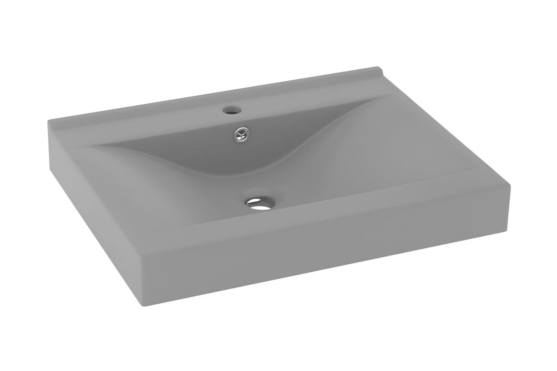 Luksuriøs servant med kranhull matt lysegrå 60x46cm keramisk - Grå - Hus & oppussing - Kjøkken & bad - Baderom - Servant og håndvask - Enkel vask
