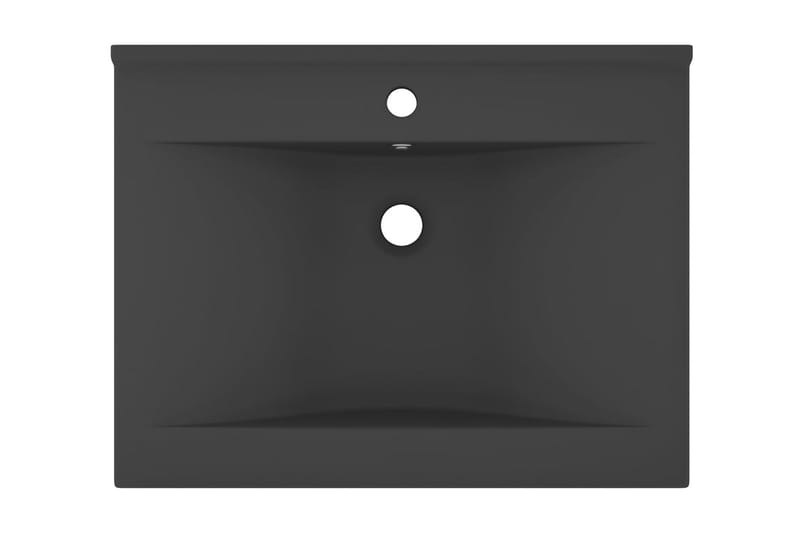 Luksuriøs servant med kranhull matt mørkegrå 60x46 cm - Grå - Enkel vask