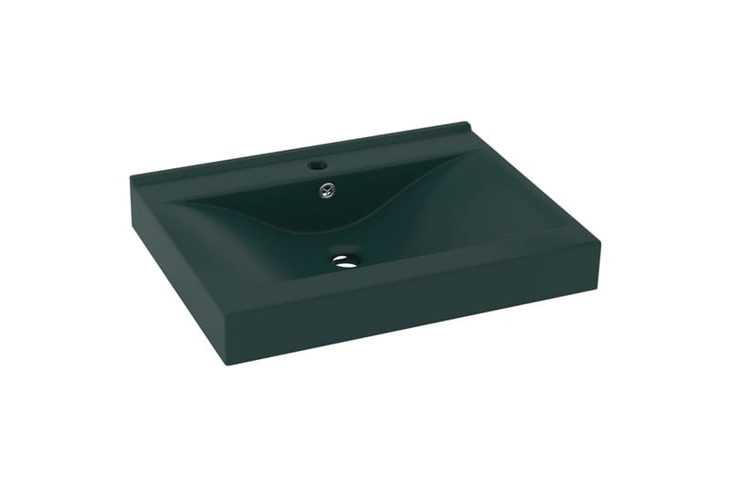 Luksuriøs servant med kranhull matt mørkegrønn 60x46cm - grønn - Hus & oppussing - Kjøkken & bad - Baderom - Servant og håndvask - Enkel vask